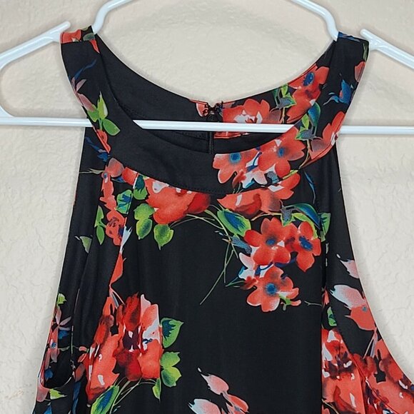 Betsey Johnson Dress Womens Size 4 Black Red Floral A-line Shift Flowy Summer - Picture 3 of 12